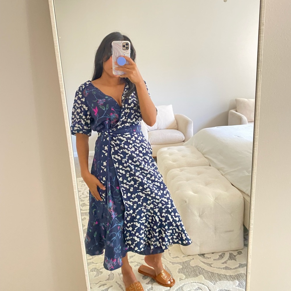 COPY - Tanya Taylor Blue Luisa Wrap Size 10 Casual Dress
